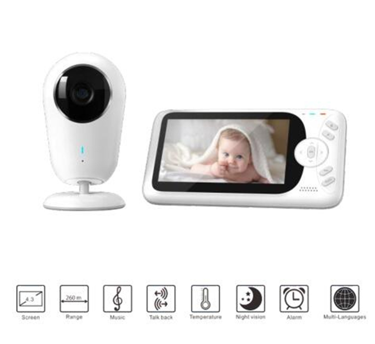 Wireless Baby Monitor - 4.3인치 1080P 풀 HD 무선 베이비