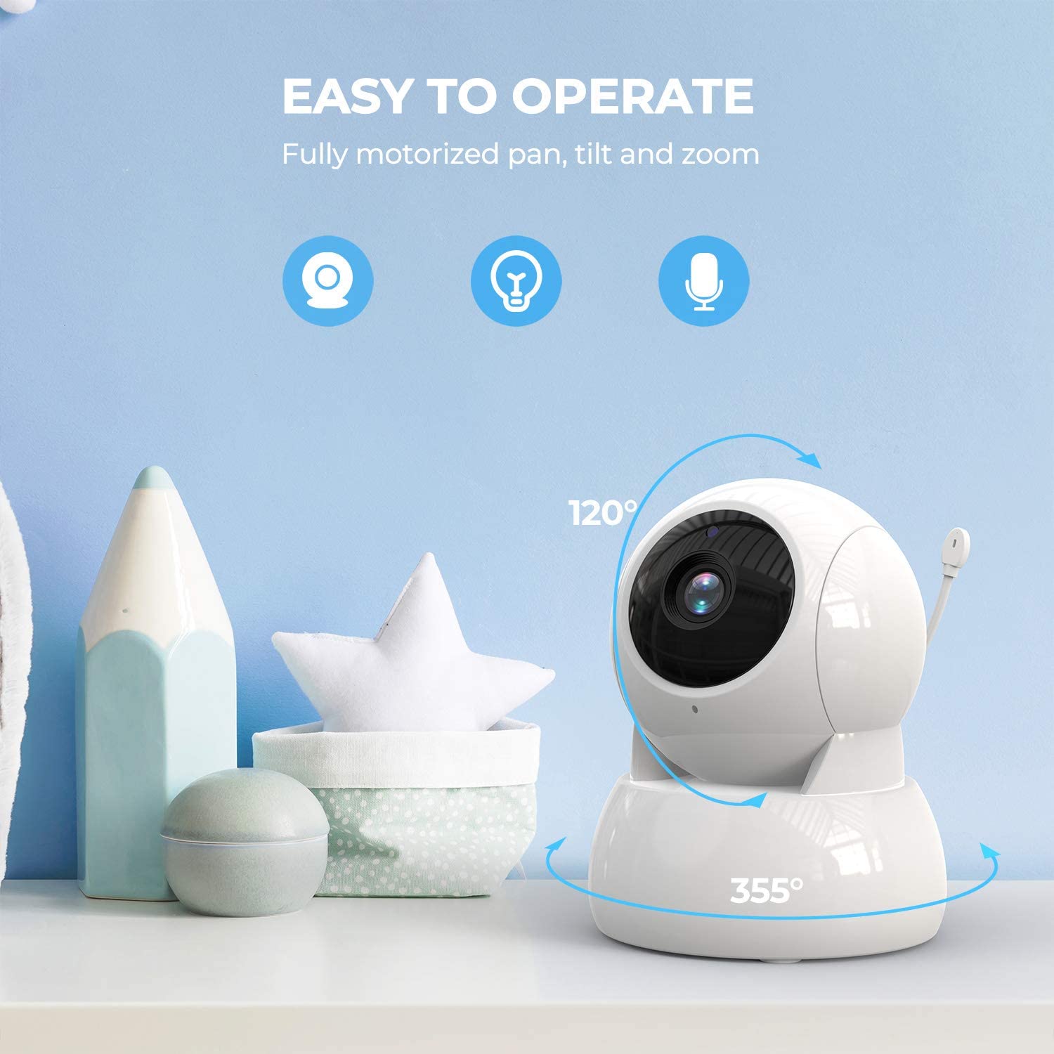 Wireless Baby Monitor - 5인치 화면 720P 온도 모니터링 인터콤