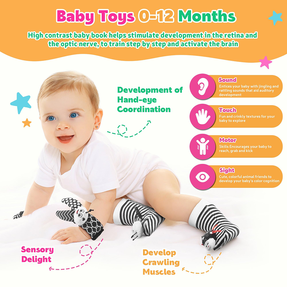 유아용 발 찾기 및 손목 딸랑이 장난감 흑백 감각 장난 - Baby Products Essentials 리뷰 및 가격